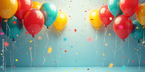 Colorful Balloons and Confetti Celebration Background HD