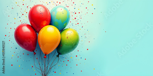 Colorful Balloons and Confetti Celebration Background HD