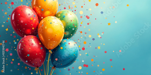 Colorful Balloons and Confetti Celebration Background HD