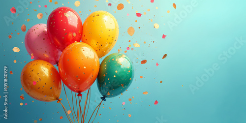 Colorful Balloons and Confetti Celebration Background HD