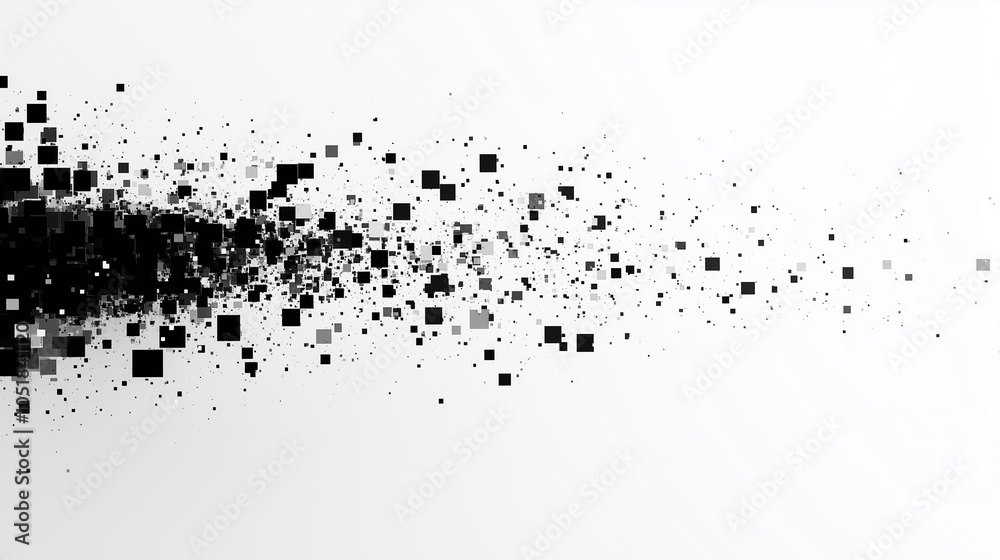 Obraz premium Digital Black And White Fade Of Scattered Squares