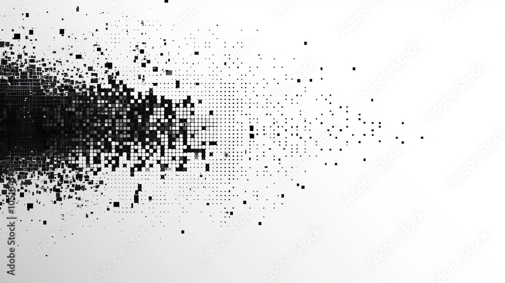 Obraz premium Abstract Gradual Dissipation Of Black Squares In Digital Style