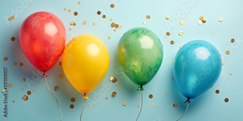 Colorful Balloons and Confetti Celebration Background HD