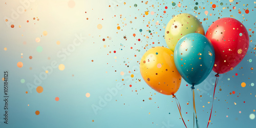 Colorful Balloons and Confetti Celebration Background HD