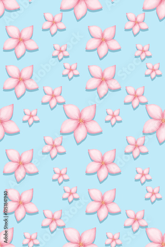 seamless pattern with pink flowers 