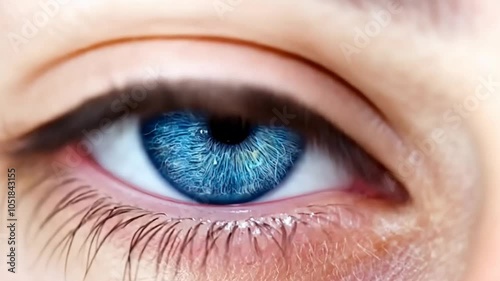 The insightful look, close-up of blinking a blue-eye boy macro footage