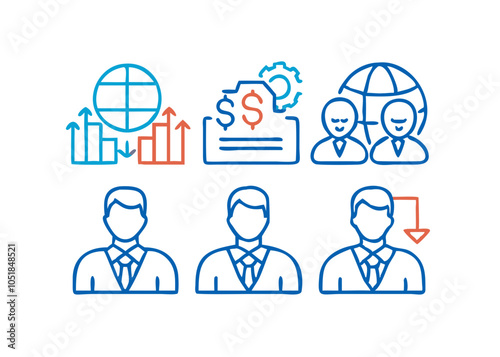 Social icon set featuring various vector symbols for business and communication, illustrating concepts related to technology, networking, and media