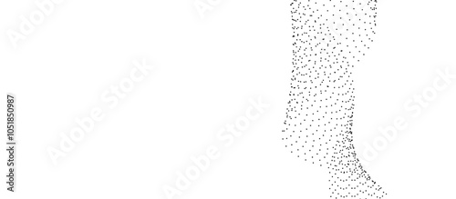 Flowing dots particles wave pattern halftone gradient curve shape isolated on transparent background. Vector in concept of technology, AI, sound, science, music, modern flowing geometric backdrop