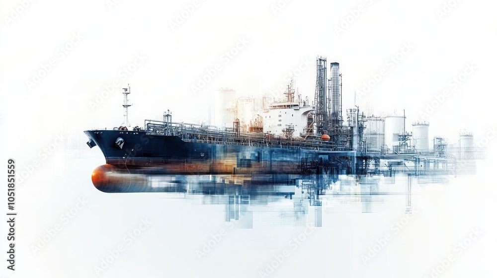 Fototapeta premium Ship and Industrial Facility Abstract