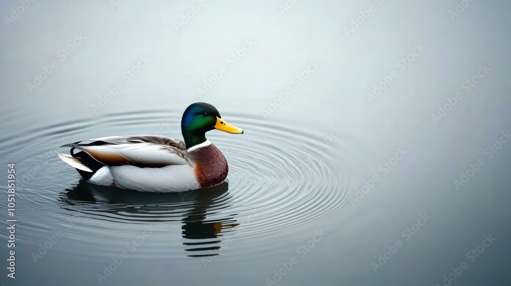 Obraz premium Sleeping duck floating in the calm water