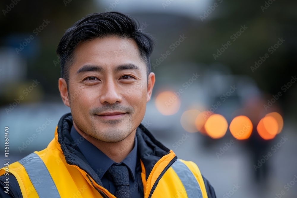Naklejka premium On Duty: A Happy Worker in Protective Clothing