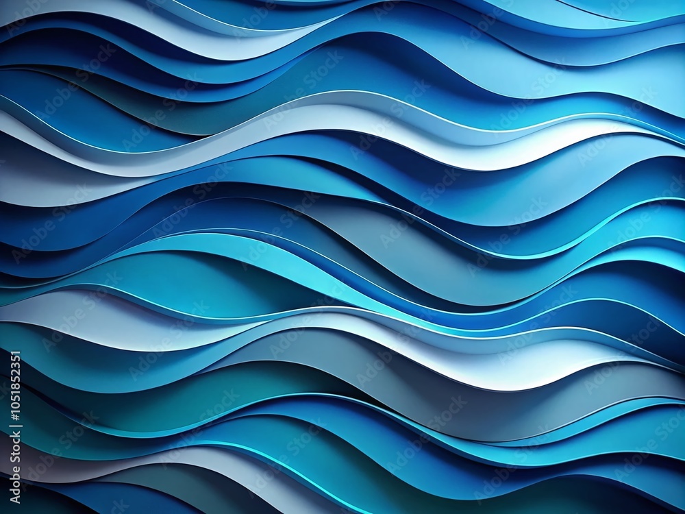 Fototapeta premium Blue Abstract Modern Wallpaper with Paper Cut Wave Shapes for Banners and Presentations