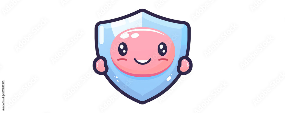 Cute cartoon character with a shield, isolated on transparent background. Cute cartoon character with a shield, isolated on transparent background.