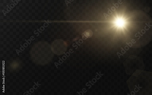 The image depicts sunlight, including sunbeams and a sunrise effect. The image also contains a beautiful glare. Sunlight Vector