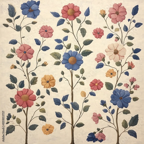 Wallpaper Mural Mughal Majesty: Watercolor Hues in a Lavish Garden's Floral Tapestry Torontodigital.ca
