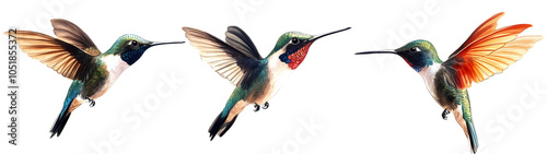 Colorful hummingbird in flight