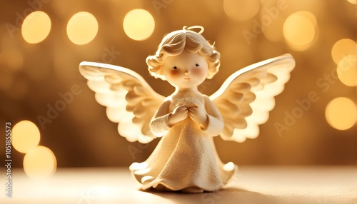 Wallpaper Mural Angel figurine a delicate angel figurine with soft golden light and bokeh in the background, Ai Generated Torontodigital.ca
