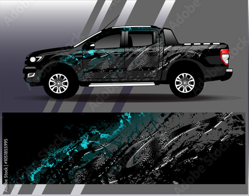 Car wrap design vector. Graphic abstract stripe racing background designs for vehicle, rally, race, adventure and car racing livery
