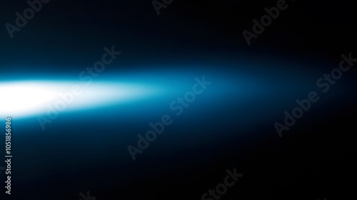 Single Beam of Light Illuminating Dark Blue Gradient on Black Background, Dramatic Lighting for Elegant Visual Design and Mysterious Aesthetic