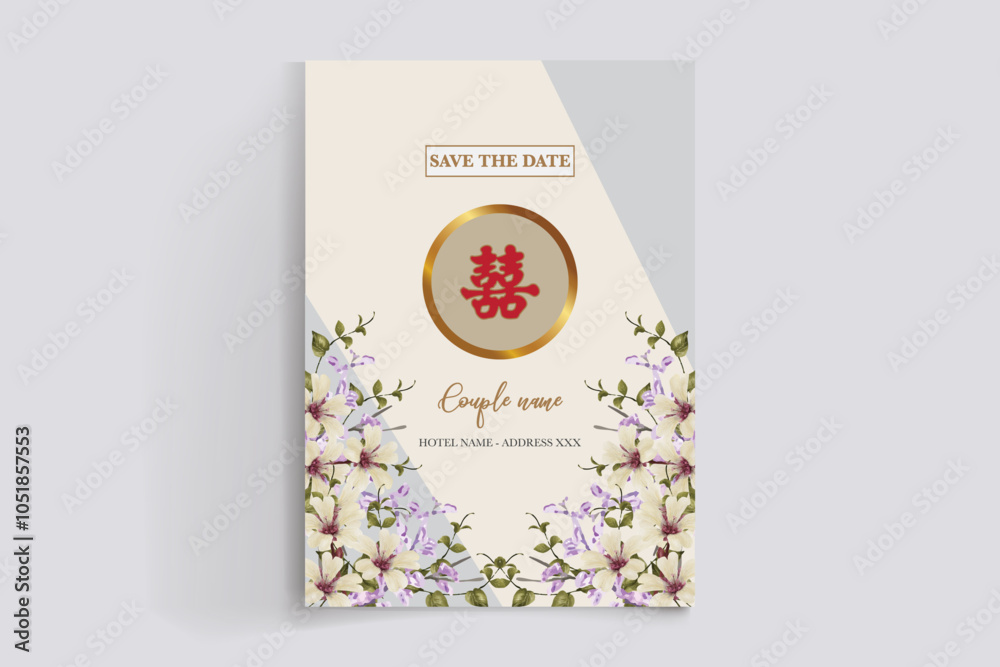 Obraz premium BRIDAL SHOWER FLORAL INVITATION TEMPLATE