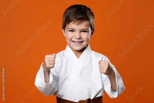 Smiling karate sports child. photo