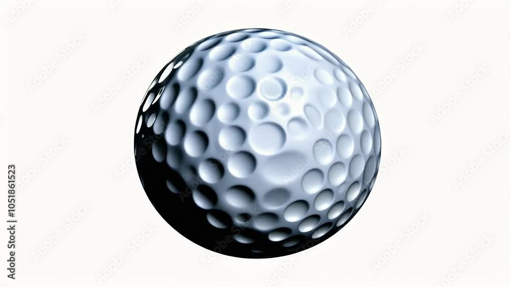 A loopable animation featuring golf ball spinning clean white background perfect golfrelated es rendered highquality 4K video alpha matte option club sport hobby lifestyle althy
