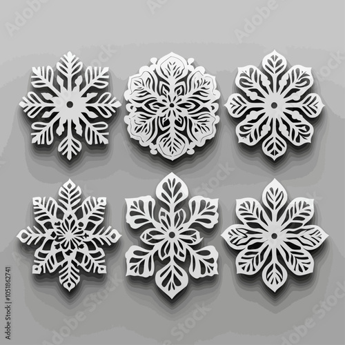 Die Cut Vinyl Snowflake Stickers: Geometric Festive Designs