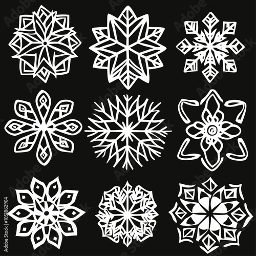 Die Cut Snowflake Vinyl Stickers: Geometric Festive Designs