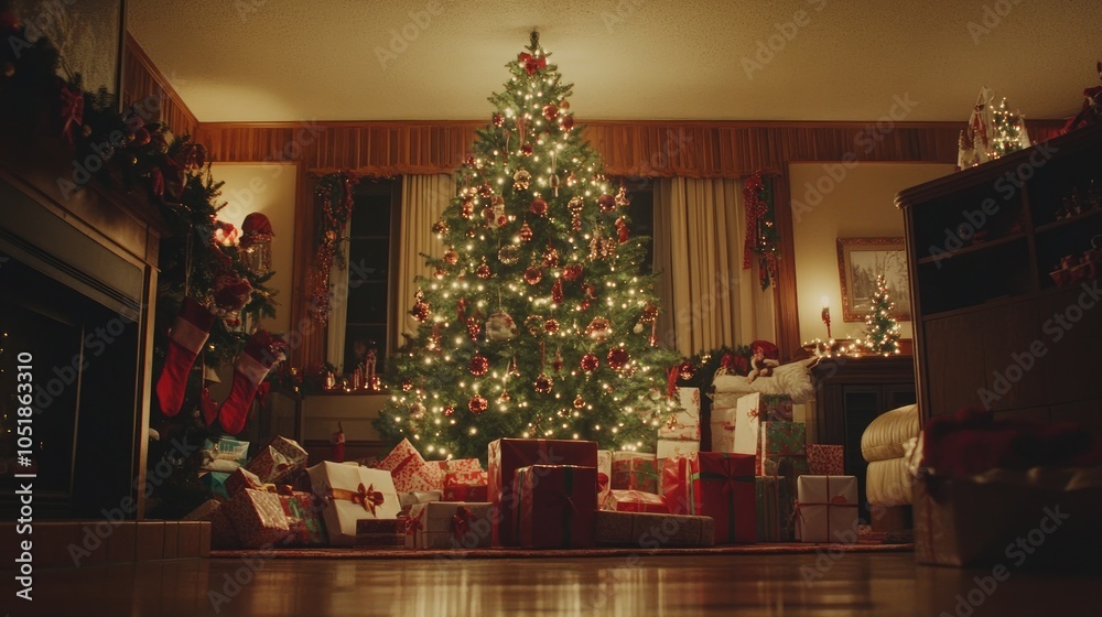 Beautifully Decorated Christmas Tree with Twinkling Lights Beautifully Decorated Christmas Tree with Twinkling Lights