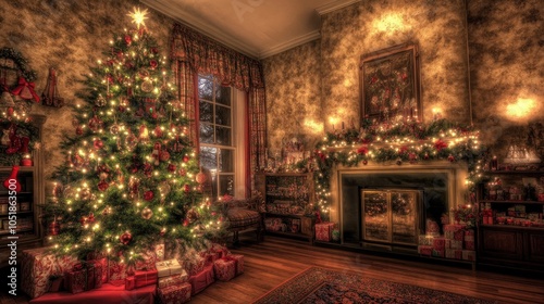 Beautifully Lit Christmas Tree in a Cozy Room