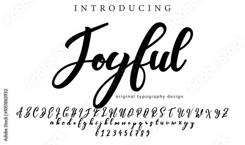 Joyful Font Stylish brush painted an uppercase vector letters, alphabet, typeface