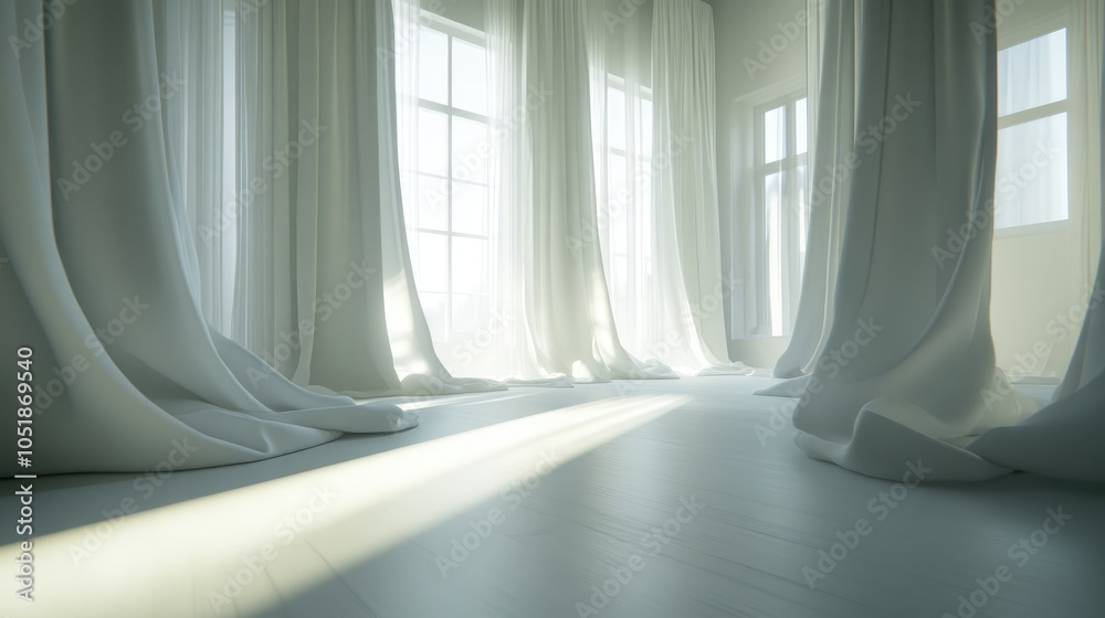 Soft Light through Sheer Curtains in a Room Soft Light through Sheer Curtains in a Room