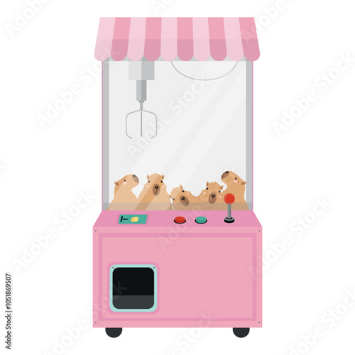 Toy catching machine in Cute capybaras concept.