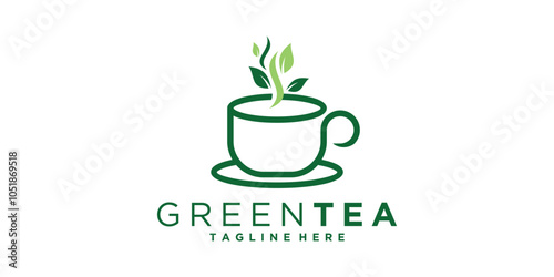 logo design green tea,cup,plant,logo design vector,symbol,icon,idea,creative.