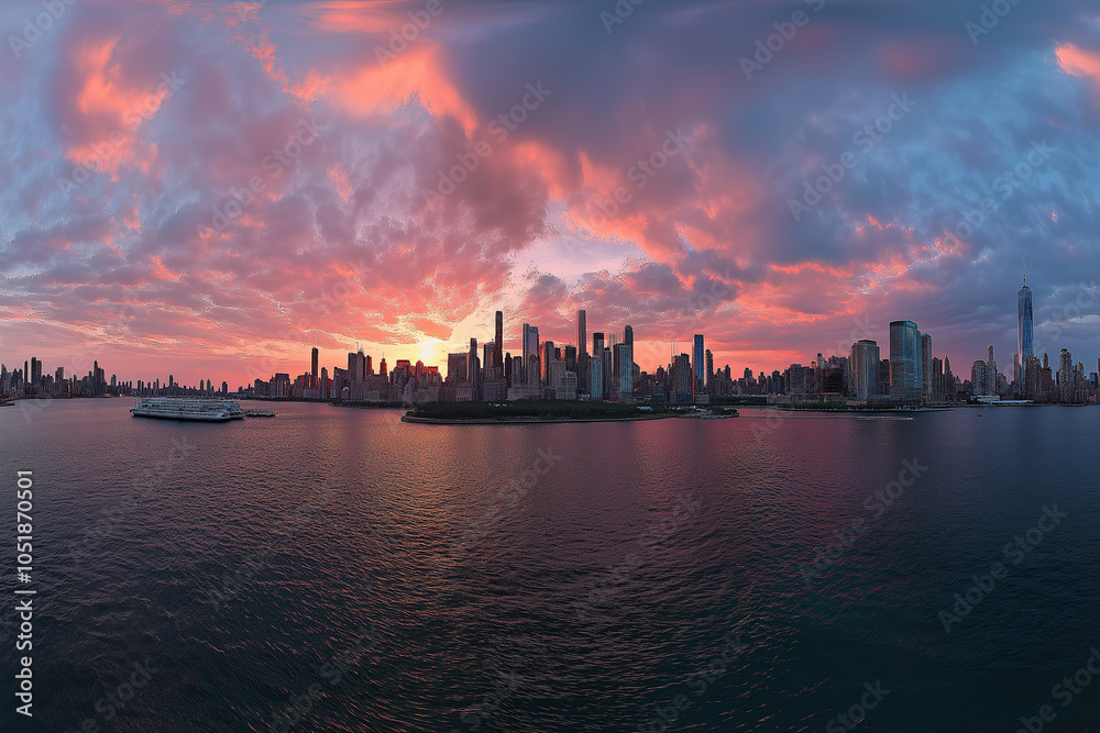 Fototapeta premium New York city sunset panorama
