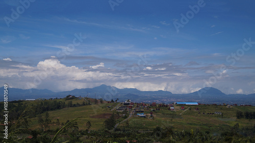 village settlement in Siosar with a mountain background photo