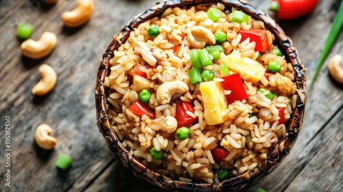 Colorful Rice Dish with Nuts and Vegetables photo