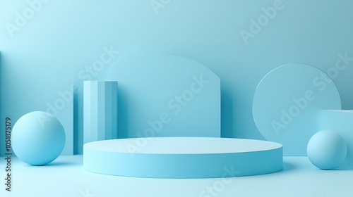 Soft Pastel Blue Background with Smooth Shapes