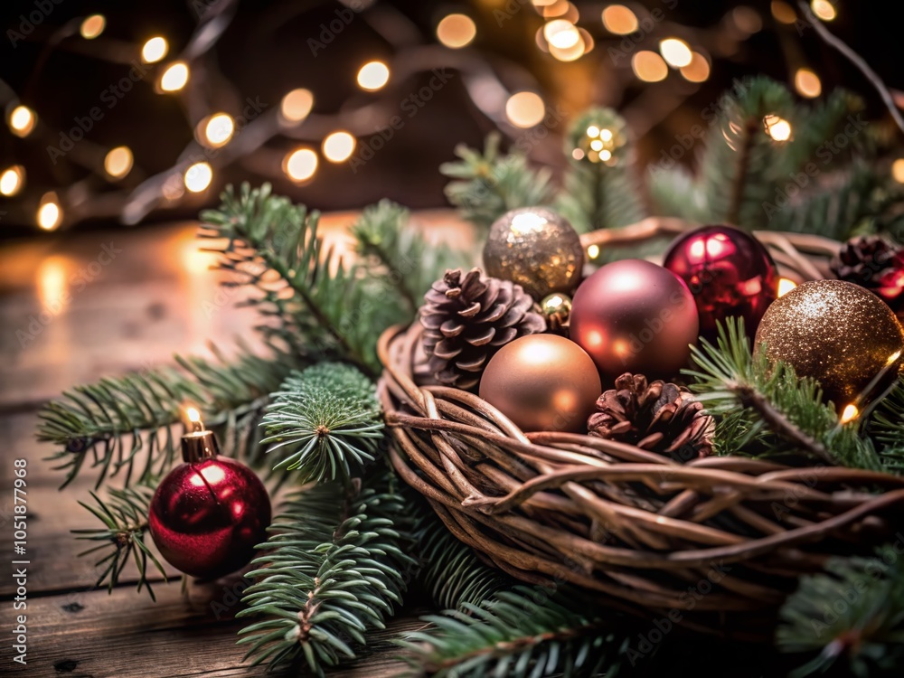 Cozy Christmas Arrangement with Evergreen Boughs and Twinkling Lights for Holiday Decor Inspiration Cozy Christmas Arrangement with Evergreen Boughs and Twinkling Lights for Holiday Decor Inspiration