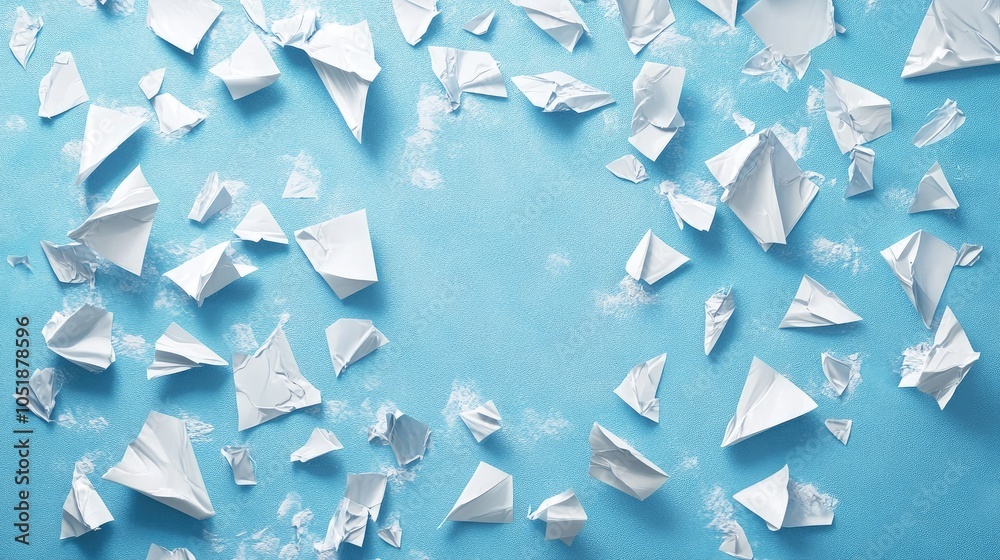 Abstract Blue Background with Crumpled Paper Shapes Abstract Blue Background with Crumpled Paper Shapes
