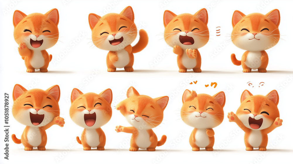 Fototapeta premium Playful Orange Kitten Set in Various Poses