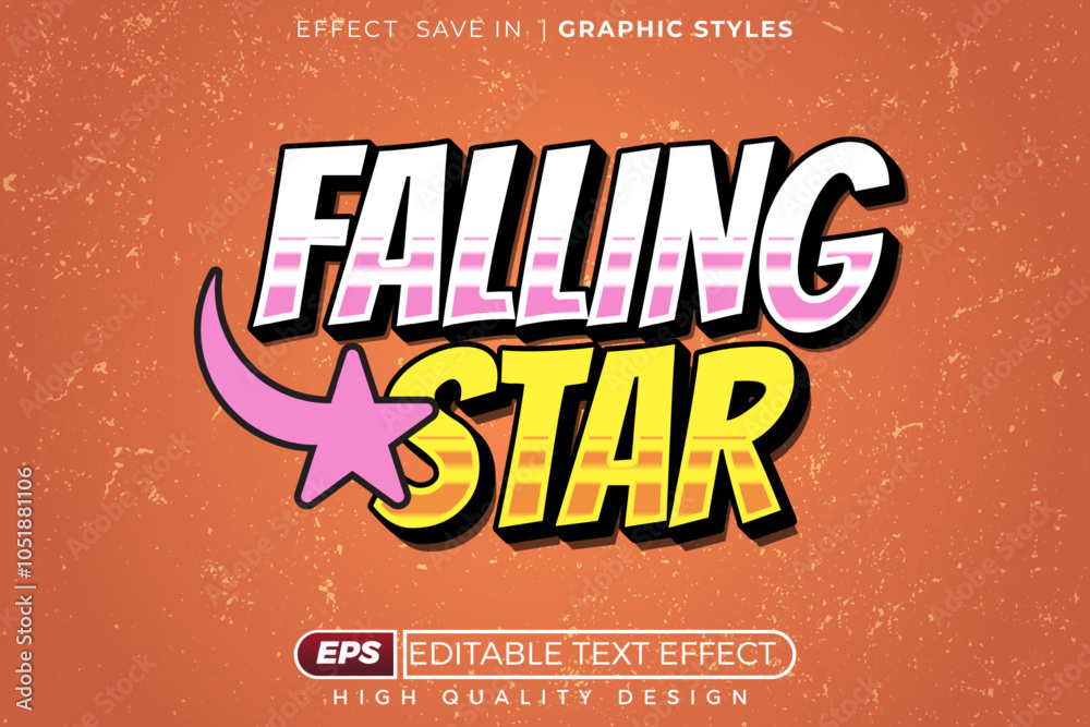 Obraz premium falling star 3d editable text effect vintage style template