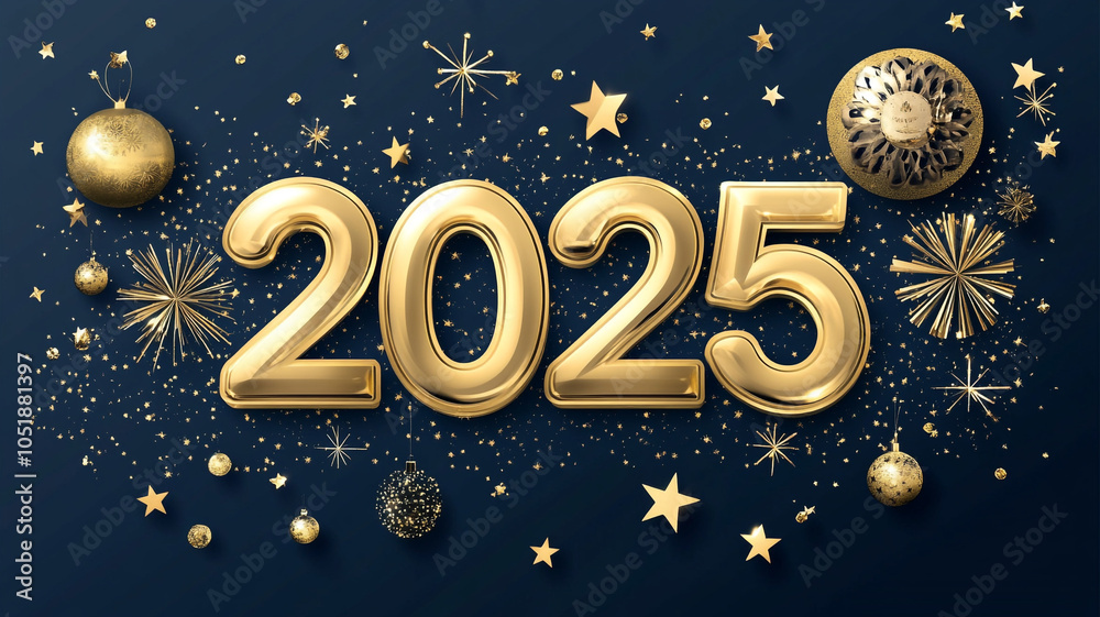 A banner with the golden numbers 