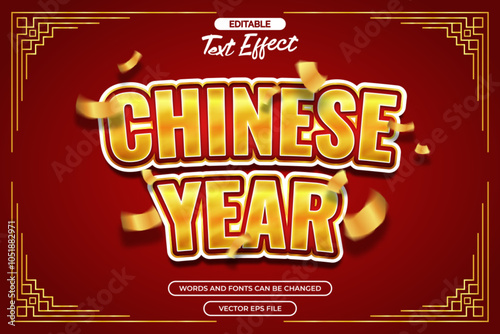Chinese year editable text effect with confetti decoration and abstract decoration