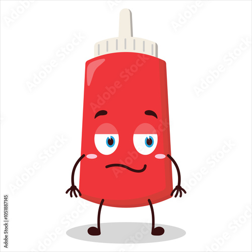 cute silent expression of tomato sauce bottle character