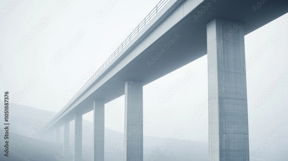 Obraz premium Bridge Over Foggy Hills