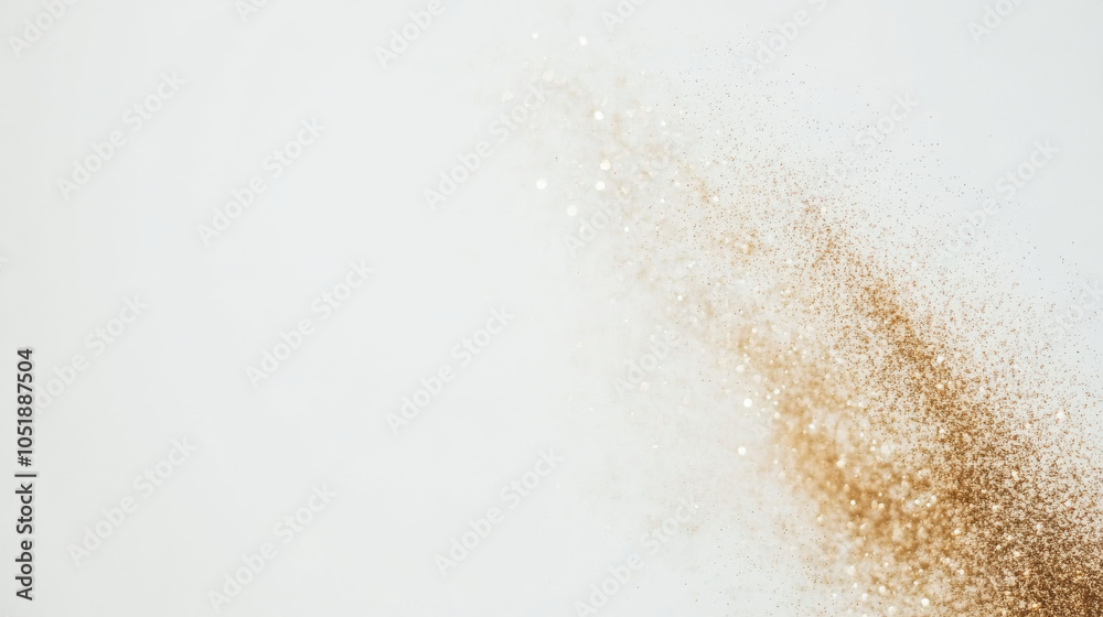 A beautiful display of golden glitter particles dispersing against soft, light background creates magical and enchanting atmosphere. This image captures essence of celebration and joy A beautiful display of golden glitter particles dispersing against soft, light background creates magical and enchanting atmosphere. This image captures essence of celebration and joy
