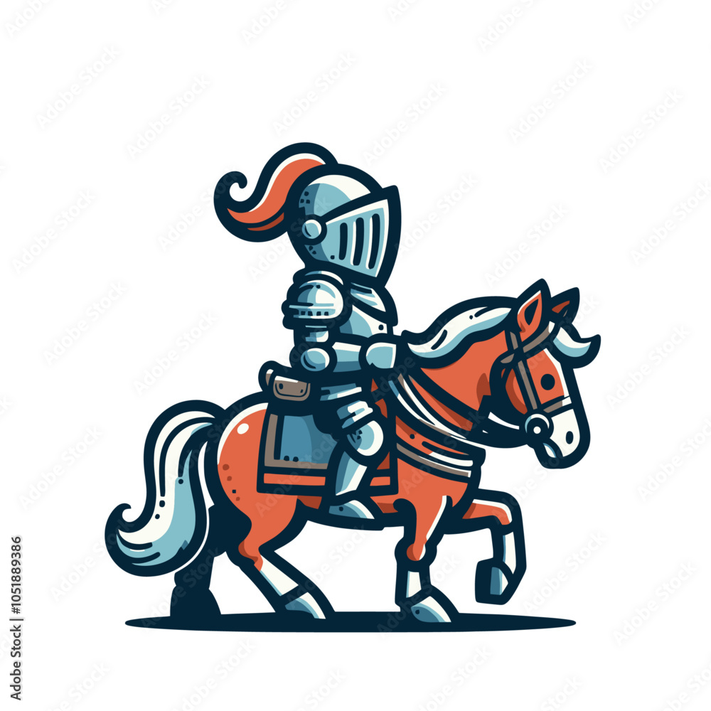 retro cartoon knight on a horse isolated vector illustration retro cartoon knight on a horse isolated vector illustration