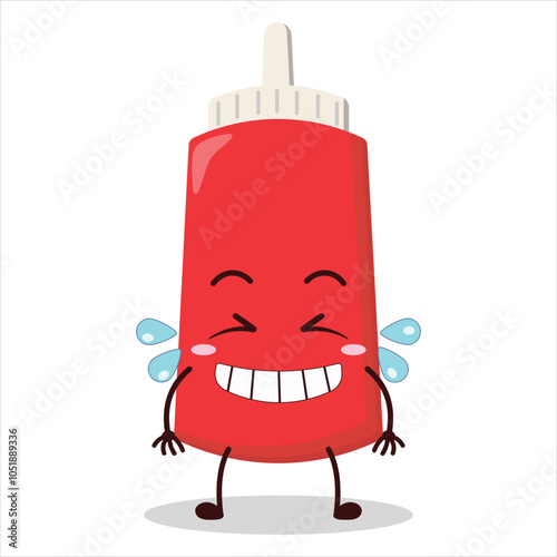 cute pleased expression of tomato sauce bottle character