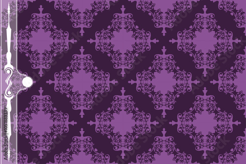 Luxury seamless damask pattern background, Victorian elegance, Vector illustration with classic baroque floral design and color composition, suitable for print media design, wallpaper, textile,etc